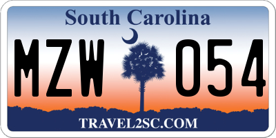 SC license plate MZW054