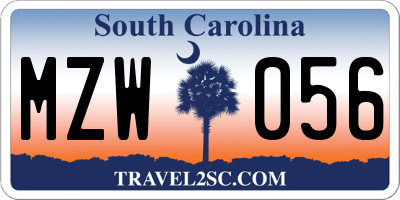 SC license plate MZW056