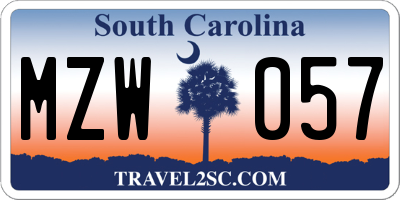 SC license plate MZW057
