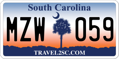 SC license plate MZW059