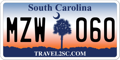 SC license plate MZW060