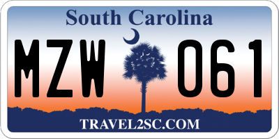 SC license plate MZW061