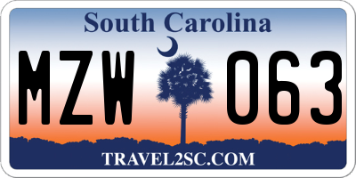 SC license plate MZW063