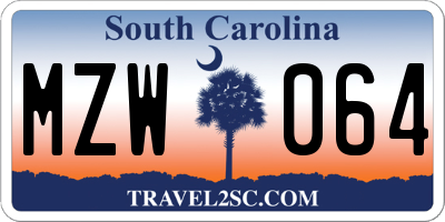 SC license plate MZW064