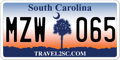 SC license plate MZW065