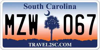 SC license plate MZW067
