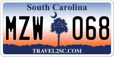 SC license plate MZW068