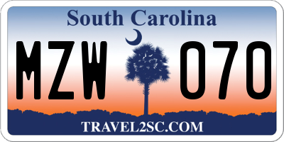 SC license plate MZW070