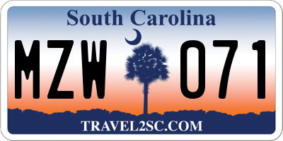 SC license plate MZW071