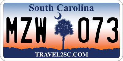 SC license plate MZW073