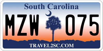 SC license plate MZW075
