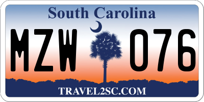 SC license plate MZW076