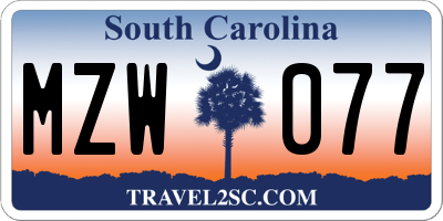SC license plate MZW077