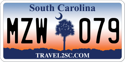 SC license plate MZW079