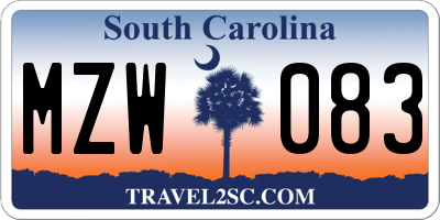 SC license plate MZW083