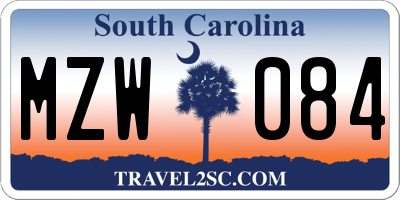 SC license plate MZW084