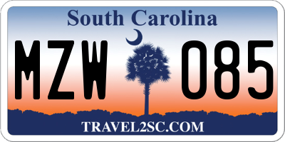 SC license plate MZW085