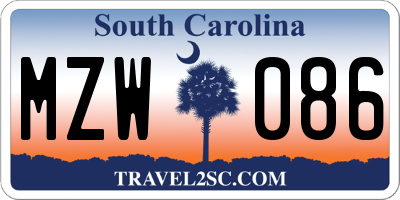 SC license plate MZW086