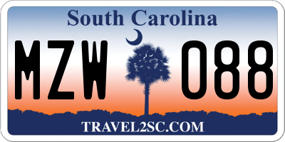 SC license plate MZW088