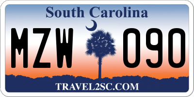 SC license plate MZW090