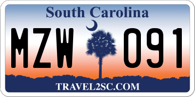 SC license plate MZW091