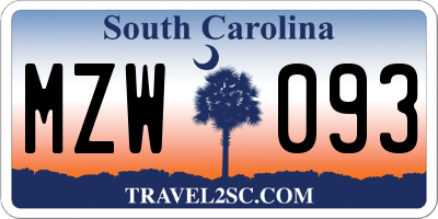 SC license plate MZW093