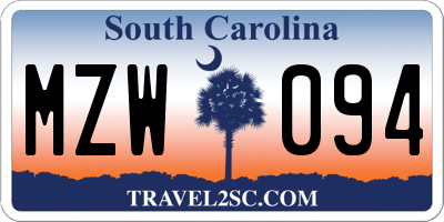 SC license plate MZW094
