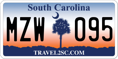 SC license plate MZW095