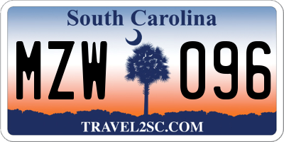 SC license plate MZW096