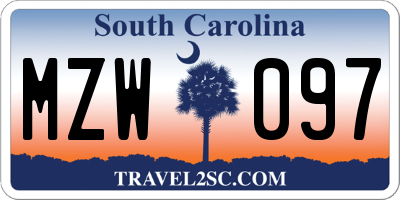 SC license plate MZW097