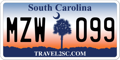 SC license plate MZW099