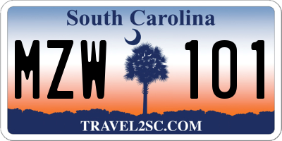 SC license plate MZW101