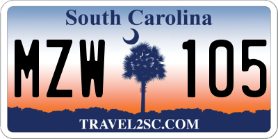SC license plate MZW105