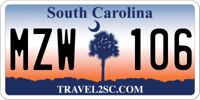 SC license plate MZW106