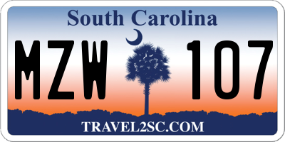 SC license plate MZW107