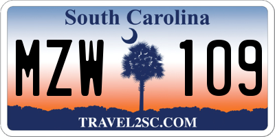 SC license plate MZW109