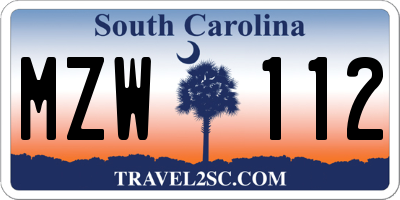 SC license plate MZW112