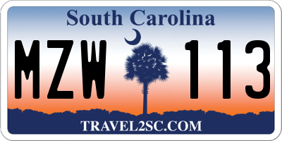 SC license plate MZW113