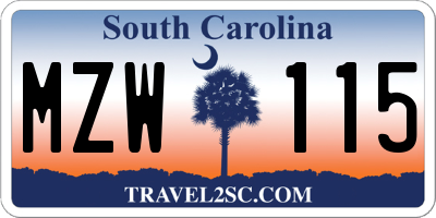 SC license plate MZW115