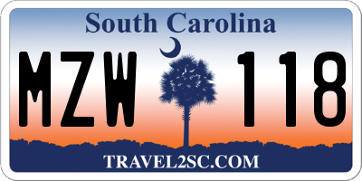 SC license plate MZW118