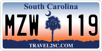 SC license plate MZW119