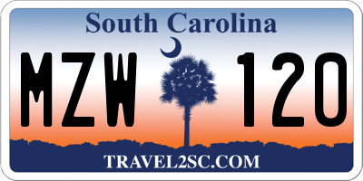 SC license plate MZW120