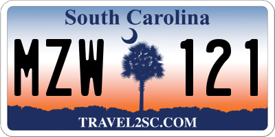 SC license plate MZW121