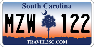SC license plate MZW122