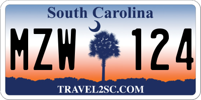 SC license plate MZW124