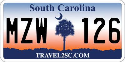 SC license plate MZW126