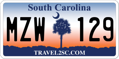 SC license plate MZW129