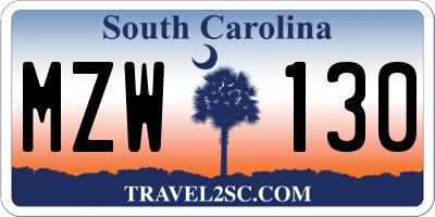 SC license plate MZW130