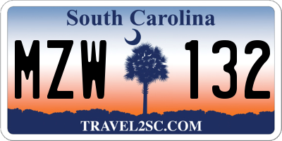 SC license plate MZW132