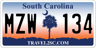 SC license plate MZW134